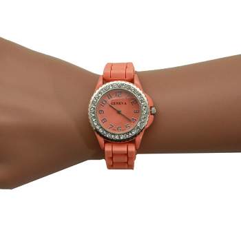 Olivia Pratt Every Day Thin Band Silicone and Rhinestones Colorful Women Watch