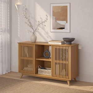 Plank+Beam Mid Century Modern Solid Wood Sideboard with 2 Doors, 49" TV Stand for Living Room - 1 of 4