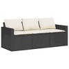vidaXL Patio Sofa with Cushions 3-Seater Black Poly Rattan - 2 of 4