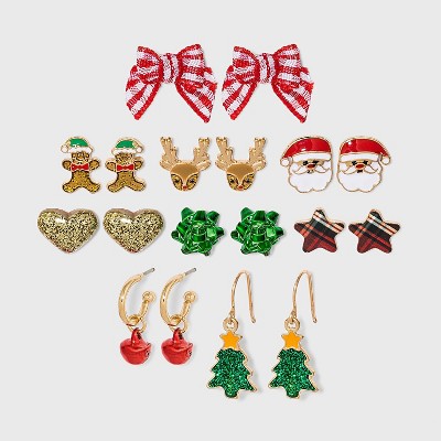 Girls' 9pk Christmas Earrings - Cat & Jack™