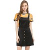 INSPIRE CHIC Women's Corduroy Button Front A-Line Bib Overall Pinafore Skirts - 2 of 4