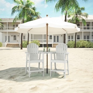 2-Person Bar Height Adirondack Chair Set with Table, White HDPE Outdoor Seating for Patio or Deck - 1 of 4