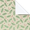 20 sq ft Holly Berry and Leaves Foil Christmas Wrapping Paper: American Greetings Multicolored Botanical Gift Wrap - 2 of 4