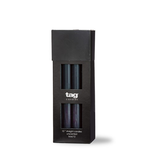 TAG Color Studio 10" Straight Taper Unscented Smokeless Paraffin Wax Candle Black, Burn Time 10 hrs. Sold in Units of 1 - image 1 of 2