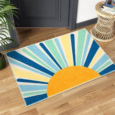 Coucheta Area Rug Machine Washable Non-Slip Modern Minimalist Accent Carpet for Living Room Bedroom Entryway,Multi-Color & Size