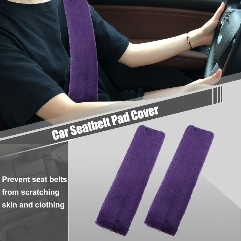 Unique Bargains Plush Car Seat Belt Protector Shoulder Strap Seatbelt Pads Cover 9.84"x4.72" 4 Pcs, 2 of 7