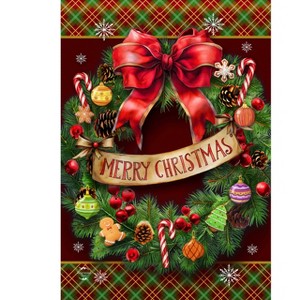 Briarwood Lane Christmas Garden Flag 12x18 For Outdoor Adorned Wreath For Christmas Garden Flag Flags For Outside - 1 of 4