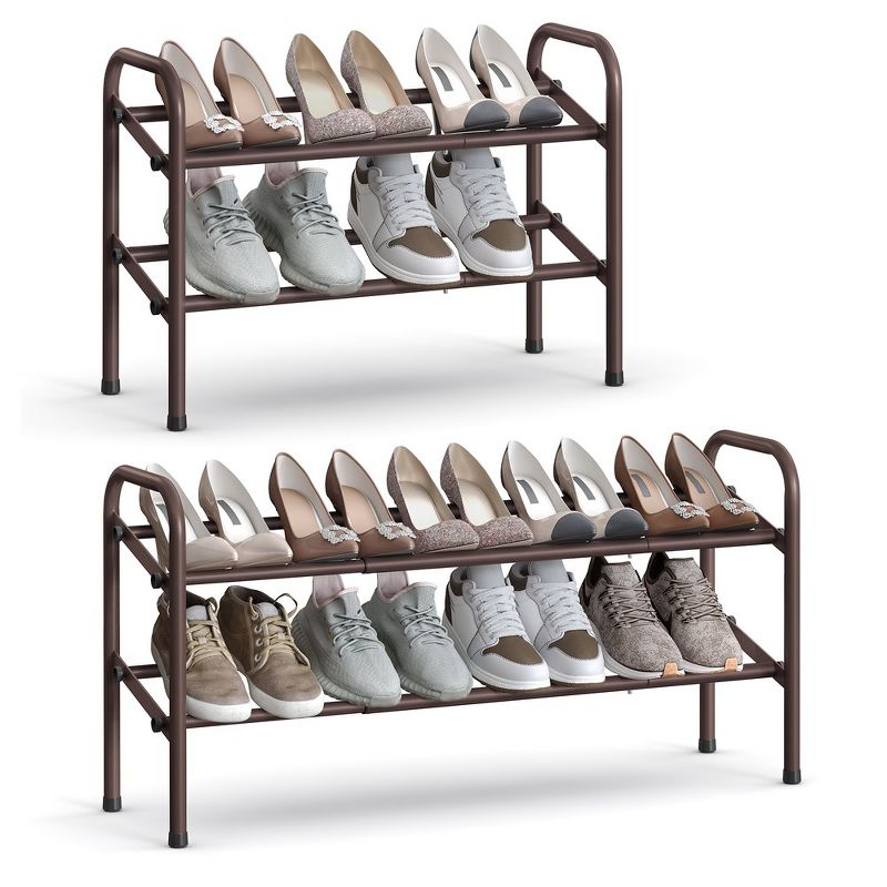 SONGMICS Shoe Rack 12-Tier Tall Metal Shoe Storage Organizer Set of 2 6-Tier Big Stackable Shoes Rack Shelf, 3 of 7