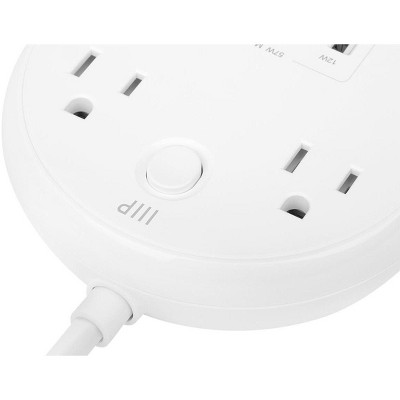 Compact White USB-C Power Strip with 2 Outlets and 57W 3 USB Ports