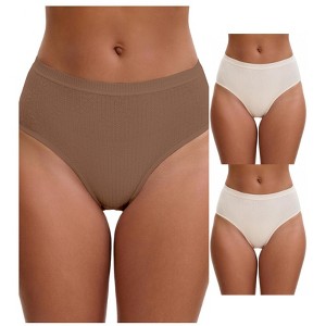 INSPIRE CHIC Women's High Waisted Butt Lifter Briefs Tummy Control Underwear, Available in Plus Size 3 Packs - 1 of 4