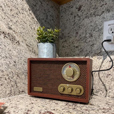 Bluetooth Fm Radio, Retro Radio Plug in Wall Vintage Wooden