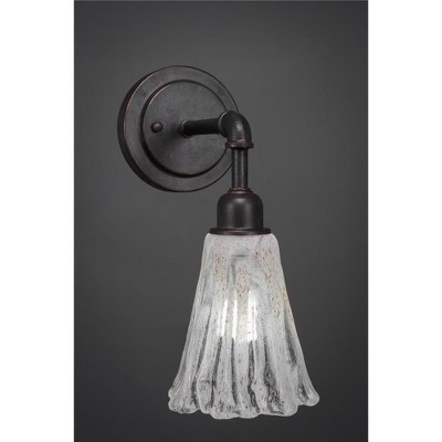Toltec Lighting Vintage 1 - Light Sconce in  Dark Granite with 5.5" Fluted Italian Ice Shade