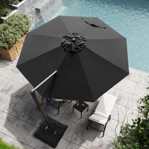 Crestlive Products 11FT Patio Offset Cantilever Umbrella Round with 360°Rotation 6 Heights Adjustable Outdoor Umbrella - 1 of 4