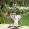 Outdoor Patio PE Rattan Hanging Basket Chair,Metal Hanging Egg Chair with Cushion,Garden Balcony Hammock Swing Chair without Stand-Coolbibila - 2 of 4