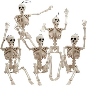 Joyfy 1/2/5/10 PCS 16" Posable Skeleton Halloween Decorative Props for Indoor/Outdoor Halloween Decorations Graveyard Haunted House Spooky Scene Party - 1 of 4