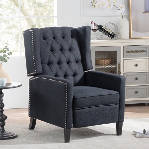 PU Manual Wingback Recliner Chair with 3-Position Adjustment and Decorative Nailhead Trim - 1 of 4