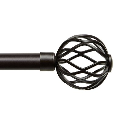 Matte Bronze Adjustable Curtain Rod with Wavy Finials