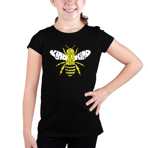 LA Pop Art Girl's Word Art T-shirt - Bee Kind - 1 of 4