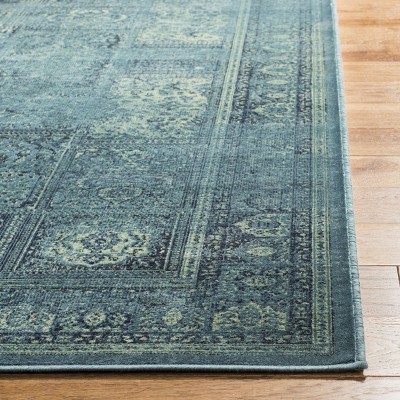 Turquoise and Multi Rectangular Viscose Area Rug, 6'7" x 9'2"