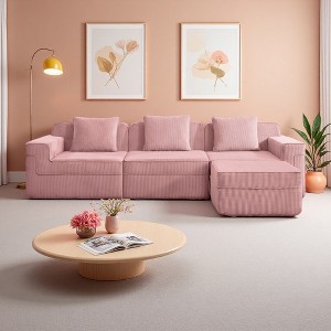 Modular 3-Seater L-Shaped Sectional Sofa, Cloud Couch, 1 Ottoman - 1 of 4