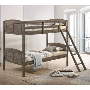 Twin Over Twin Bunk Bed with Rails and Ladder for Bedroom - 1 of 4