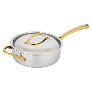 Cuisinart Classic 3.5qt Stainless Steel Saute Pan With Cover And Brushed  Gold Handles Matte White : Target