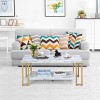 Modern Coffee Table Faux Marble Top Accent Cocktail Table w/Gold Metal Frame - 3 of 4