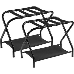 Heybly Luggage Rack,Pack of 2,Steel Folding Suitcase Stand with Storage Shelf for Bedroom - 1 of 3