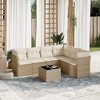 vidaXL Patio Sofa Set with Cushions Outdoor Furniture 6 Piece Poly Rattan - Beige and Cream With Table - 2 of 4