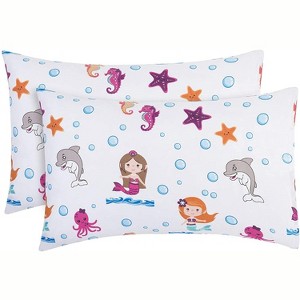 Everyday Kids 2-Pack Toddler Pillowcases – 100% Soft Microfiber, 14x20, Fits 12x16–14x19, Undersea Mermaid Theme, Breathable & Hypoallergenic - 1 of 4