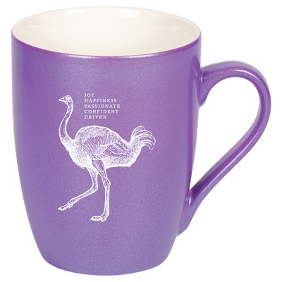 Elanze Designs 10 Ounce Ceramic Decorative Laser Engraved Giftable Novelty Tea Coffee Cup Mug Passion Purple Ostrich Joy Passionate Confident Driven