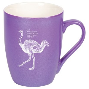 Elanze Designs 10 Ounce Ceramic Decorative Laser Engraved Giftable Novelty Tea Coffee Cup Mug Passion Purple Ostrich Joy Passionate Confident Driven - 1 of 4