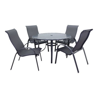 Santa Fe 5pc Sling 48" Round Dining Set - Silver - Courtyard Casual