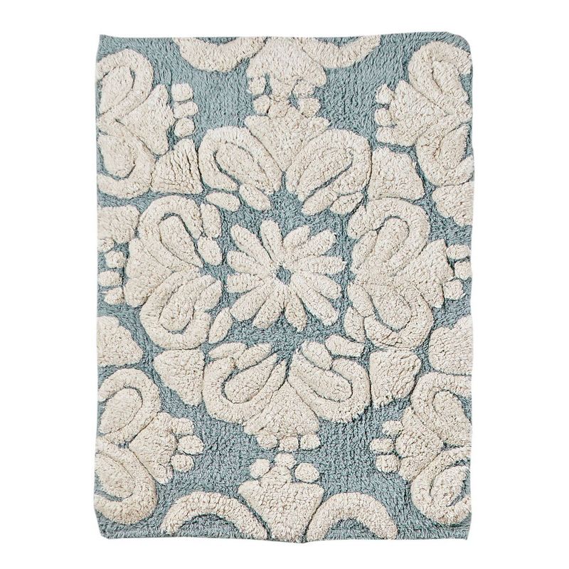 2pc Medallion Collection 100% Cotton Bath Rug Set Blue/Natural - Better Trends, 5 of 12