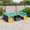 vidaXL 10 Piece Patio Sofa Set with Cushions - Black Poly Rattan without storage - 2 of 4