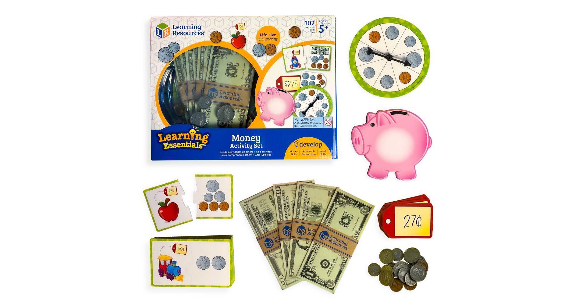 Learning Resources Money Activity Set - 102pc, Play Money for Kids, Back to School Must-Have Supplies, Ages 5+