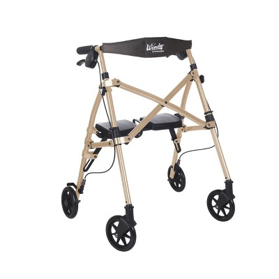 Stander Wonder Rollator, Lightweight 4- Wheel Folding Walker with Seat