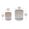NAYSAYE Planter Set of 2 Striped Ceramic Flowerpot with Drainage Hole for Indoor Outdoor Garden, Brown   White, 7.49"*7.49"*8.08" - 3 of 4