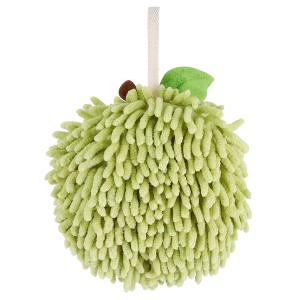 REGALWOVEN Bathroom Soft Absorbent Fluffy Chenille Ball Hand Towels with Wall Hook 6" x 6" 2 Pcs - 1 of 4