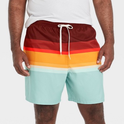 Men's Big & Tall 7" Plaid Swim Trunks - Goodfellow & Co™ Red 3XL