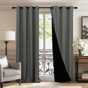 Deconovo Total Blackout Recycled Curtains Grommet 2 Panels - 1 of 4