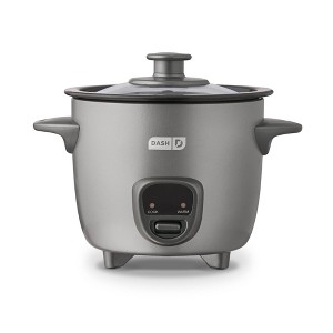 Dash 2-Cup Electric Mini Rice Cooker - Graphite: Small Rice Maker, Automatic Keep Warm, Includes Recipes & Accessories - 1 of 4