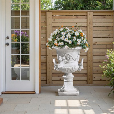 Wooakway 28" H Outdoor Urn Planters Decor Garden Pots Indoor Urn Filters