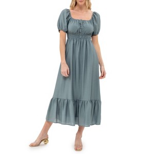 August Sky Women's U-neck Front Self Tie Midi Dress - 1 of 4