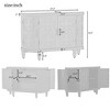 U Shape Accent Storage Cabinet With Antique Pattern Doors, Shelves, Wood Legs Buffet Sideboard - 4 of 4