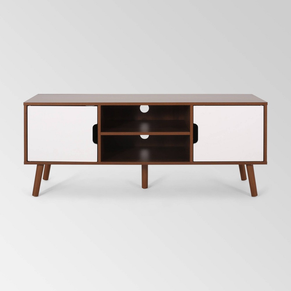 Photos - Mount/Stand Peermont Mid-Century Modern TV Stand for TVs up to 53" Walnut/White - Chri