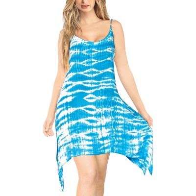 HAPPY BAY Women's Beachwear Swimsuit Coverups for Women Summer Swim Beach Cover Ups for Swimwear Women Bathing Suit Spaghetti Dress 20-22 Blue Tie Dye