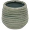 Cheung's Fairloam Round Curved Wave Lined Pattern Ceramic Pot- Small - Green - 3 of 3