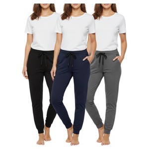 Women's 3 Pack Ultra Soft Fleece Pocket Joggers - Cozy, Comfortable & Stylish - 1 of 4
