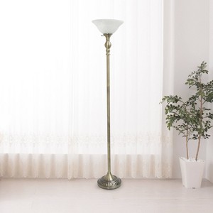 1-Light Torchiere Floor Lamp with Marbleized Glass Shade - Elegant Designs - 1 of 4